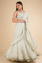 Aqua Sage Saree Set275 video